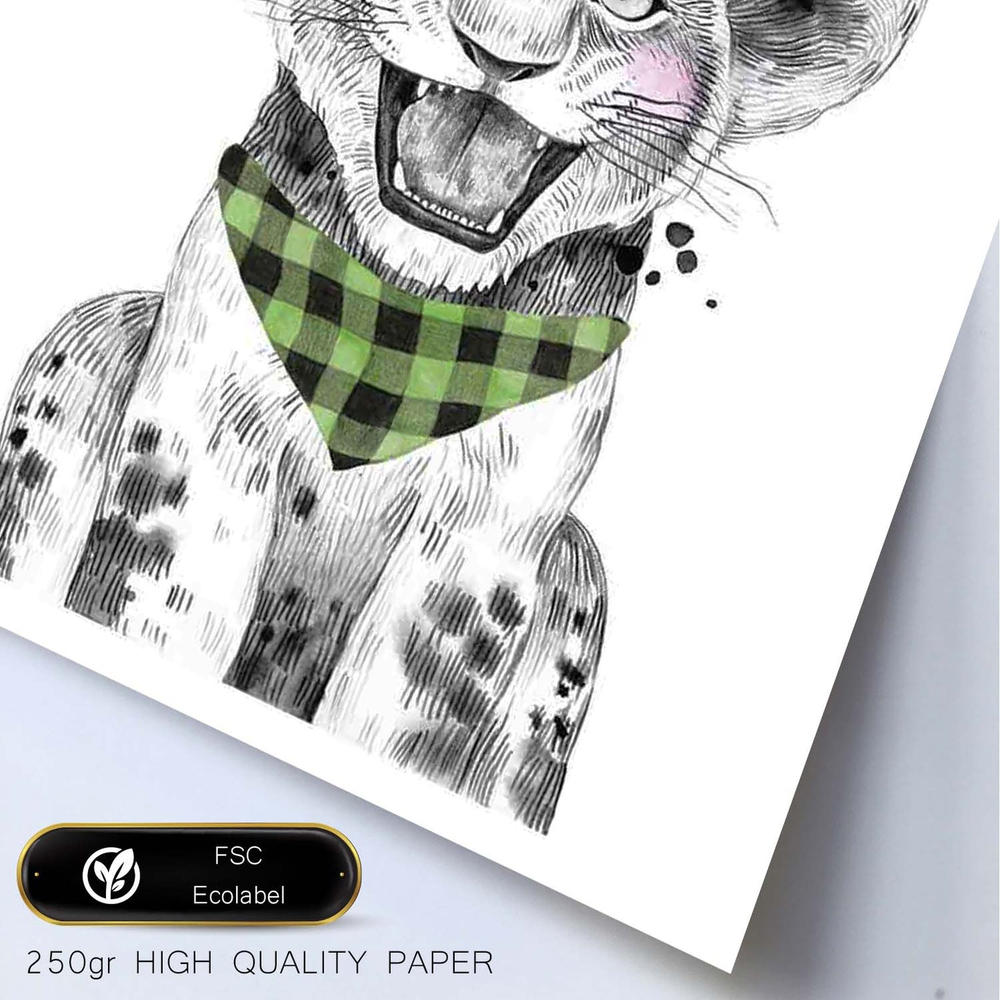 Lámina Leon infantil con gorro y bandana Poster animales infantiles-Artwork-Nacnic-Nacnic Estudio SL