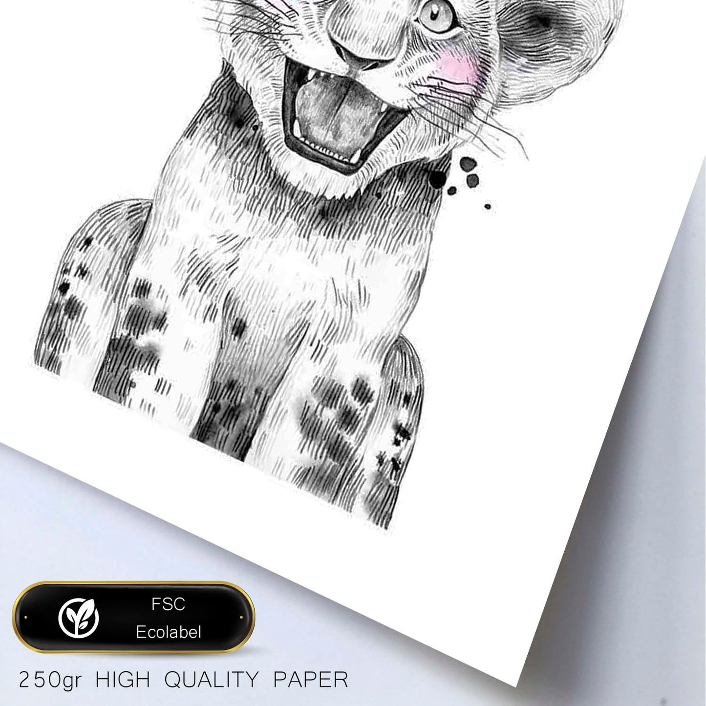 Lámina Leon infantil en blanco y negro Poster animales infantiles-Artwork-Nacnic-Nacnic Estudio SL