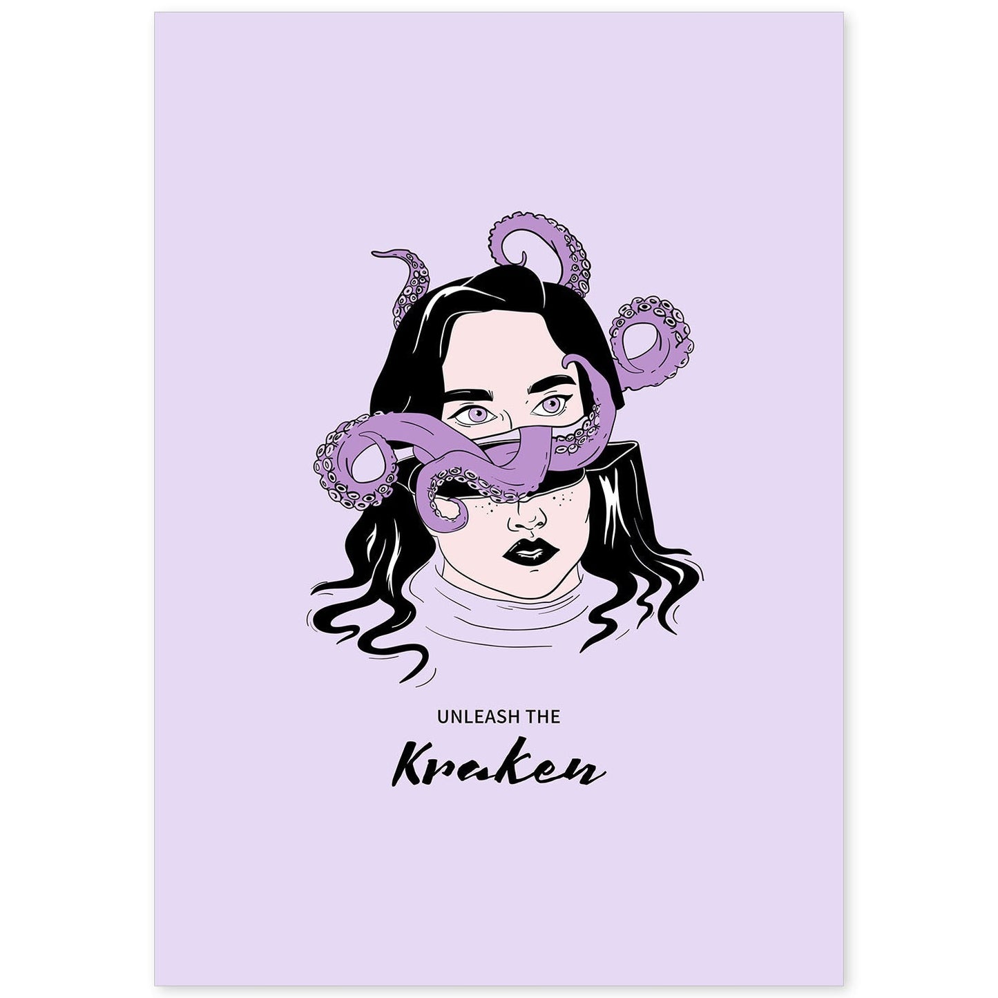 Lámina Libera al Kraken. Pósters con ilustraciones artísticas de cabezas de mujer.-Artwork-Nacnic-A4-Sin marco-Nacnic Estudio SL