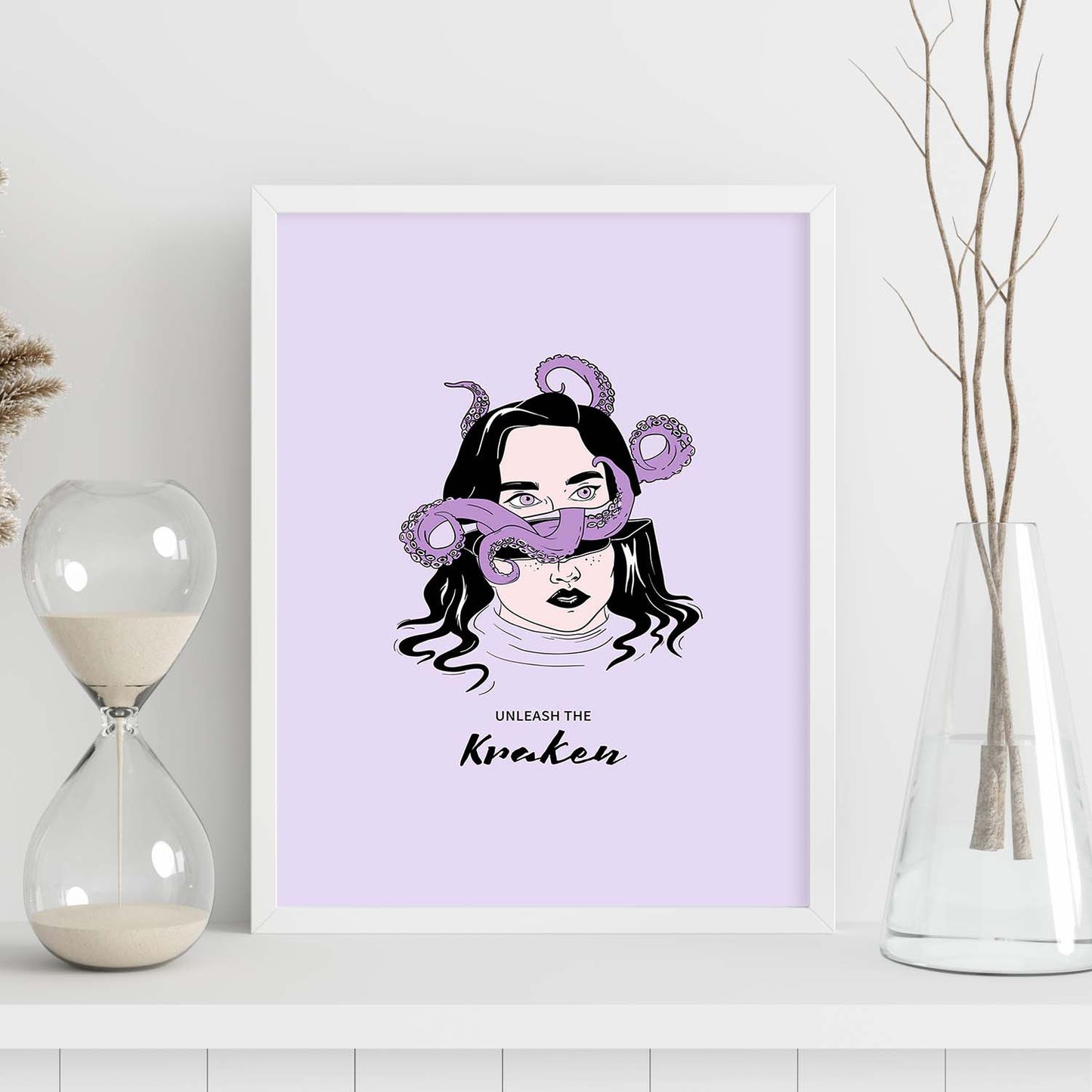 Lámina Libera al Kraken. Pósters con ilustraciones artísticas de cabezas de mujer.-Artwork-Nacnic-Nacnic Estudio SL