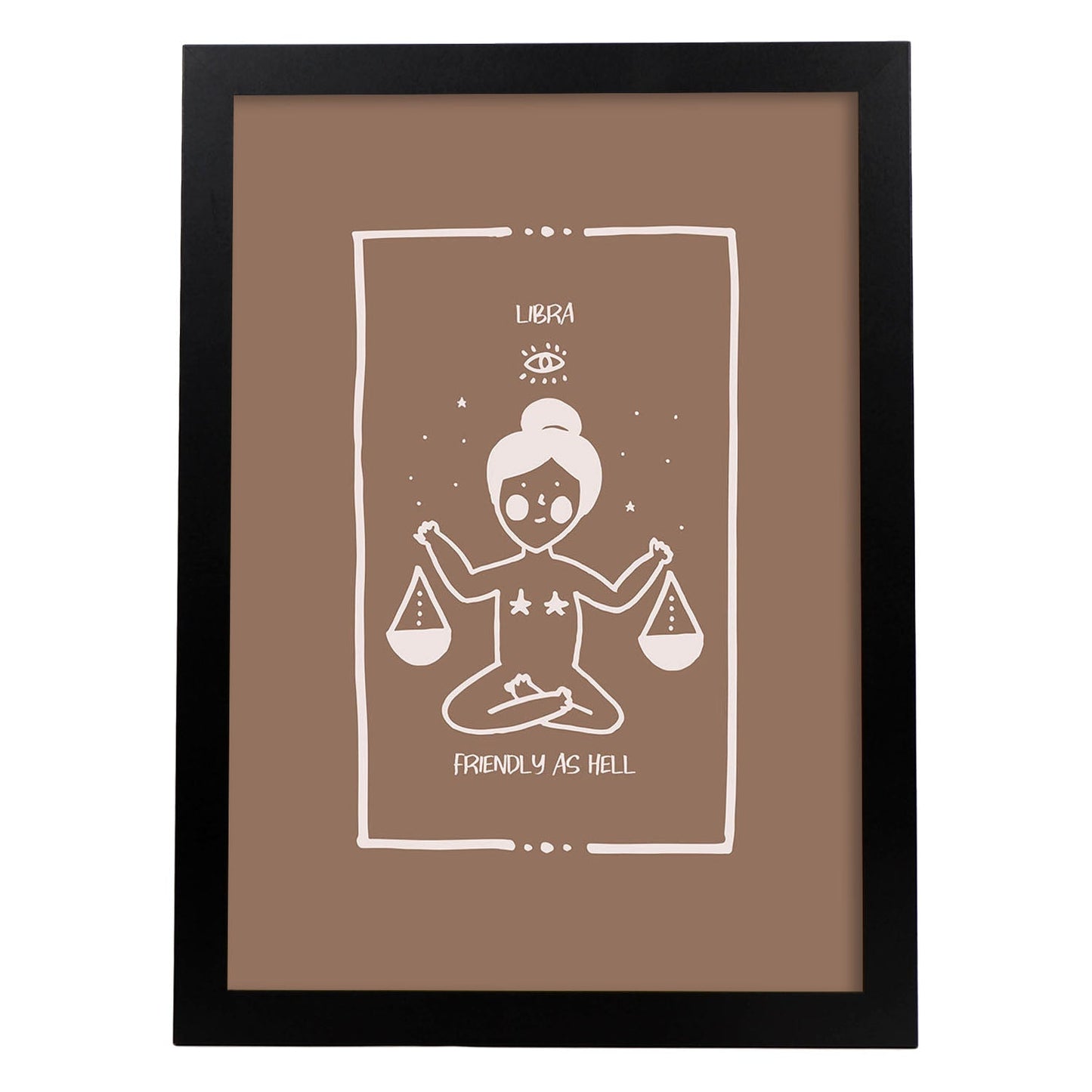 Lámina Libra. Pósters con ilustraciones femeninas de los signos del zodíaco.-Artwork-Nacnic-A3-Marco Negro-Nacnic Estudio SL