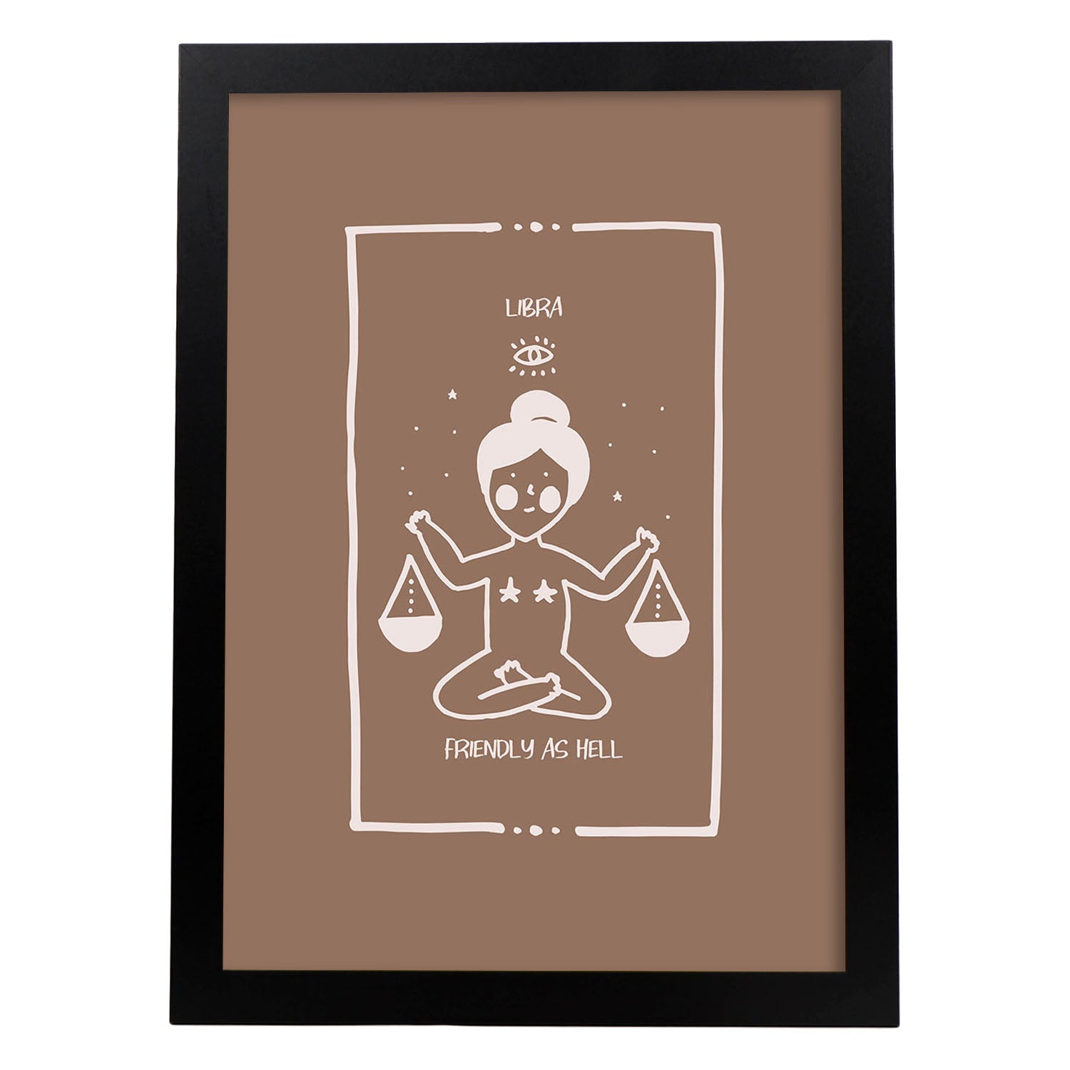 Lámina Libra. Pósters con ilustraciones femeninas de los signos del zodíaco.-Artwork-Nacnic-A4-Marco Negro-Nacnic Estudio SL