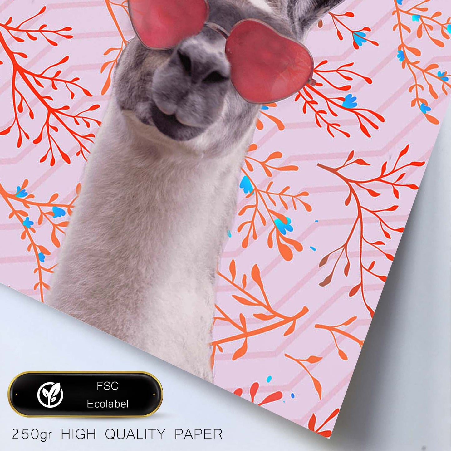 Lámina Llama Funky. Pósters con collages de Pop Art. Fondos con coloridos patrones funky. Decoración de interiores. Tamaño A4.-Nacnic-Nacnic Estudio SL