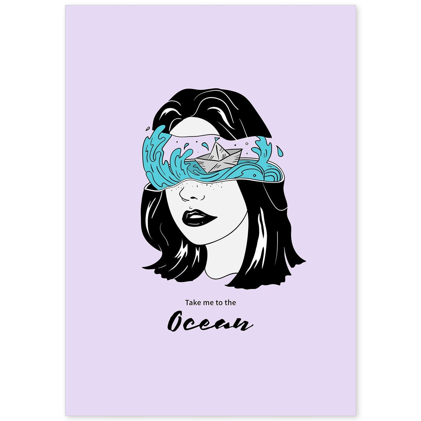 Lámina Llevame al mar. Pósters con ilustraciones artísticas de cabezas de mujer.-Artwork-Nacnic-A4-Sin marco-Nacnic Estudio SL