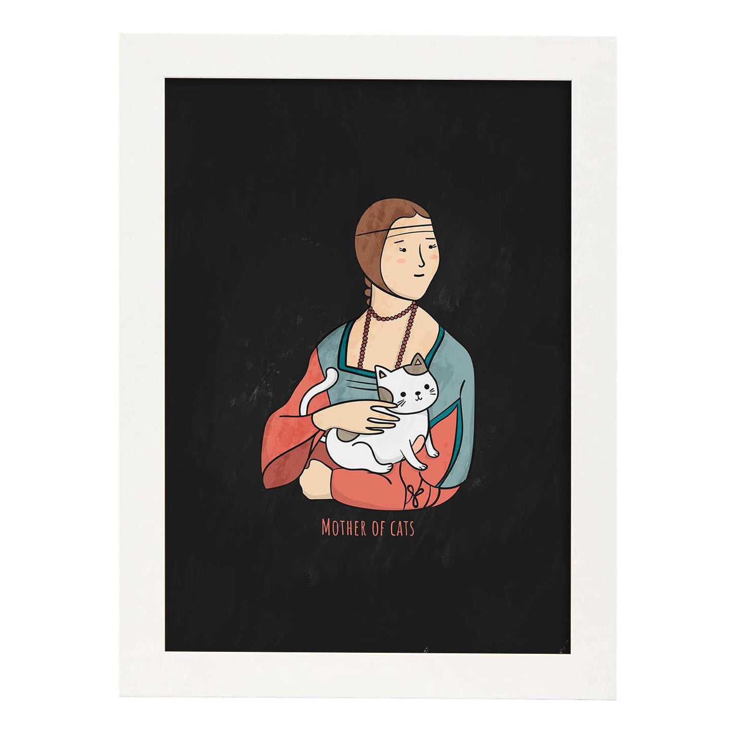 Lámina Madre de gatos. Pósters de gatos con divertidas referencias al mundo del arte.-Artwork-Nacnic-A3-Marco Blanco-Nacnic Estudio SL