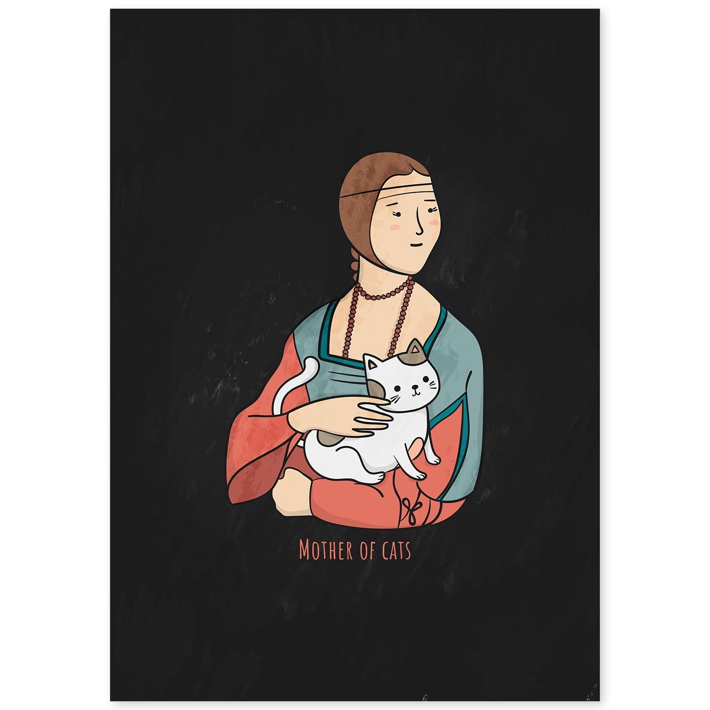 Lámina Madre de gatos. Pósters de gatos con divertidas referencias al mundo del arte.-Artwork-Nacnic-A4-Sin marco-Nacnic Estudio SL