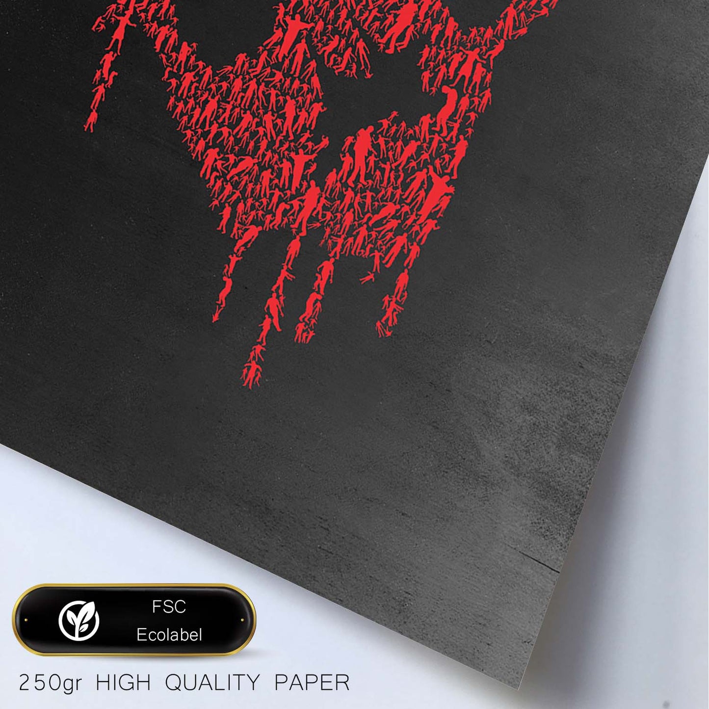 Lámina mano roja de La noche de los zoombies en Poster con fondo negro estilo pizarra. Papel 250 gr.-Artwork-Nacnic-Nacnic Estudio SL
