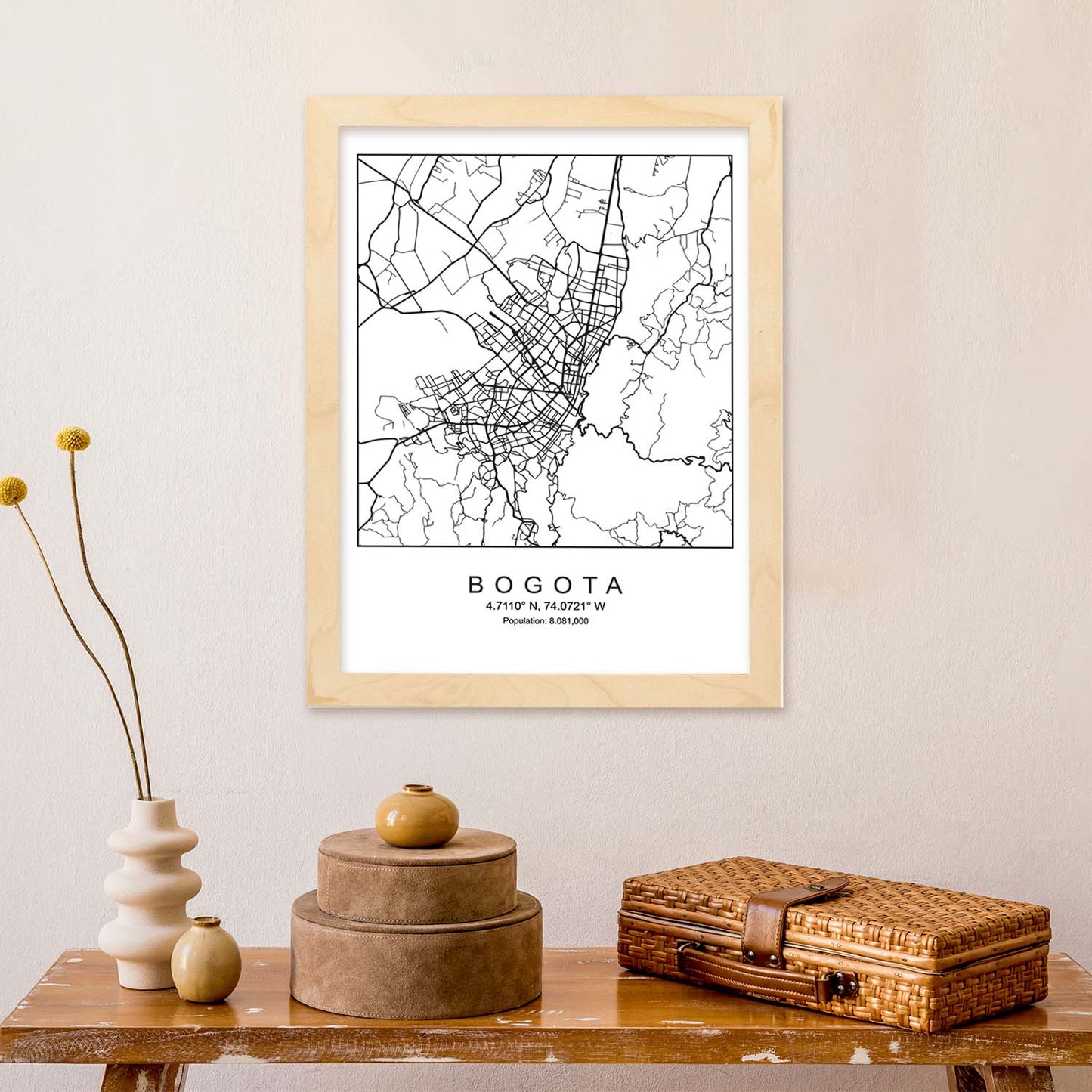 Lámina mapa de la ciudad Bogota estilo nordico en blanco y negro.-Artwork-Nacnic-Nacnic Estudio SL