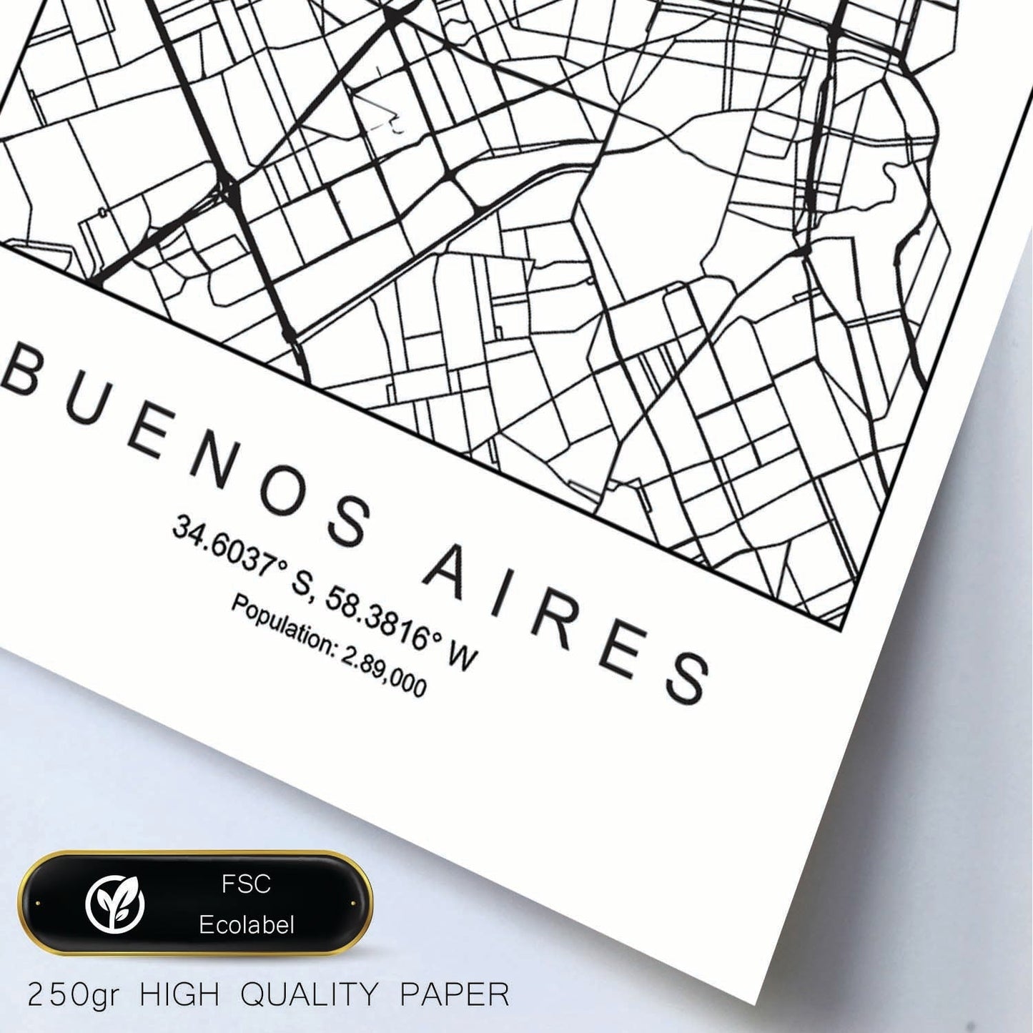 Lámina mapa de la ciudad Buenos aires estilo nordico en blanco y negro.-Artwork-Nacnic-Nacnic Estudio SL