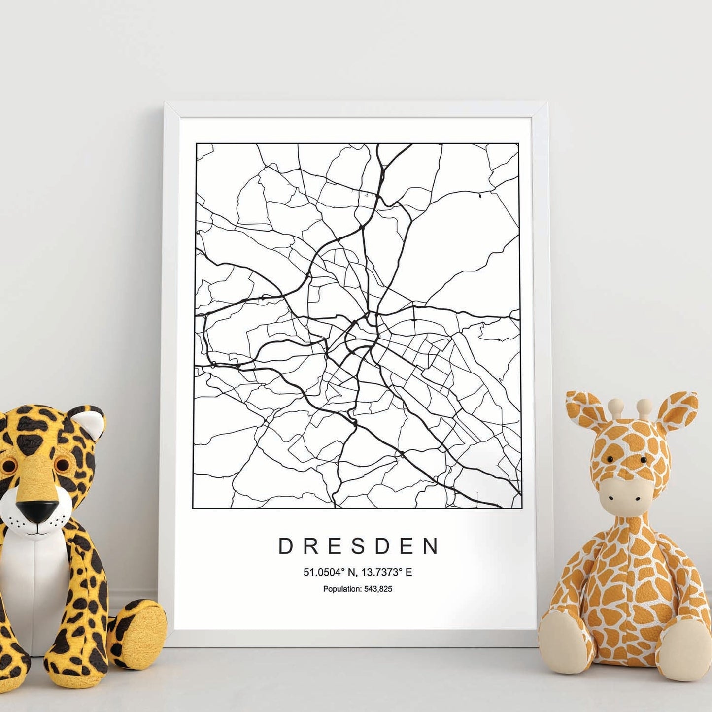 Lámina mapa de la ciudad Dresden estilo nordico en blanco y negro.-Artwork-Nacnic-Nacnic Estudio SL