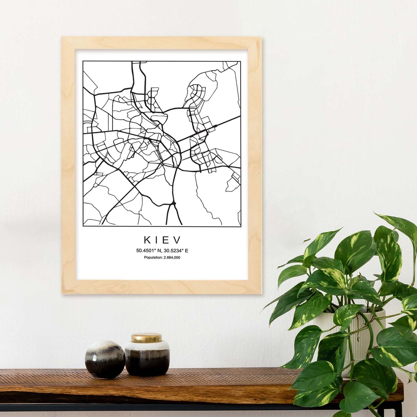 Lámina mapa de la ciudad Kiev estilo nordico en blanco y negro.-Artwork-Nacnic-Nacnic Estudio SL