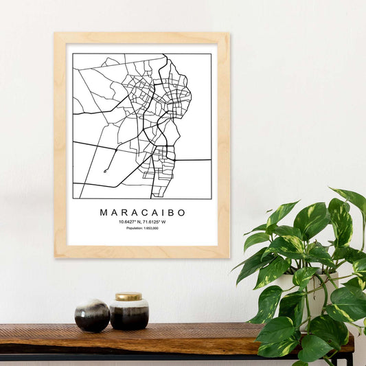 Lámina mapa de la ciudad Maracaibo estilo nordico en blanco y negro.-Artwork-Nacnic-Nacnic Estudio SL