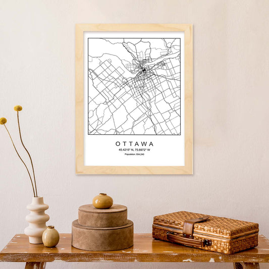 Lámina mapa de la ciudad Ottawa estilo nordico en blanco y negro.-Artwork-Nacnic-Nacnic Estudio SL