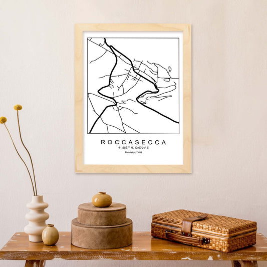 Lámina mapa de la ciudad Roccasecca estilo nordico en blanco y negro.-Artwork-Nacnic-Nacnic Estudio SL