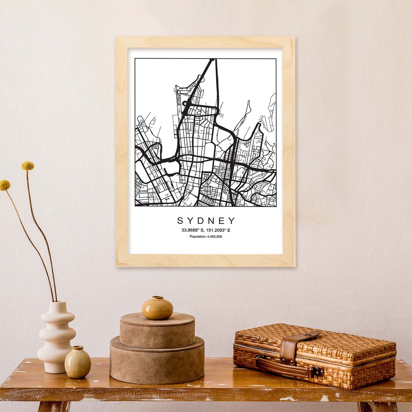 Lámina Mapa de la Ciudad Sydney Estilo nordico en Blanco y negro.-Artwork-Nacnic-Nacnic Estudio SL