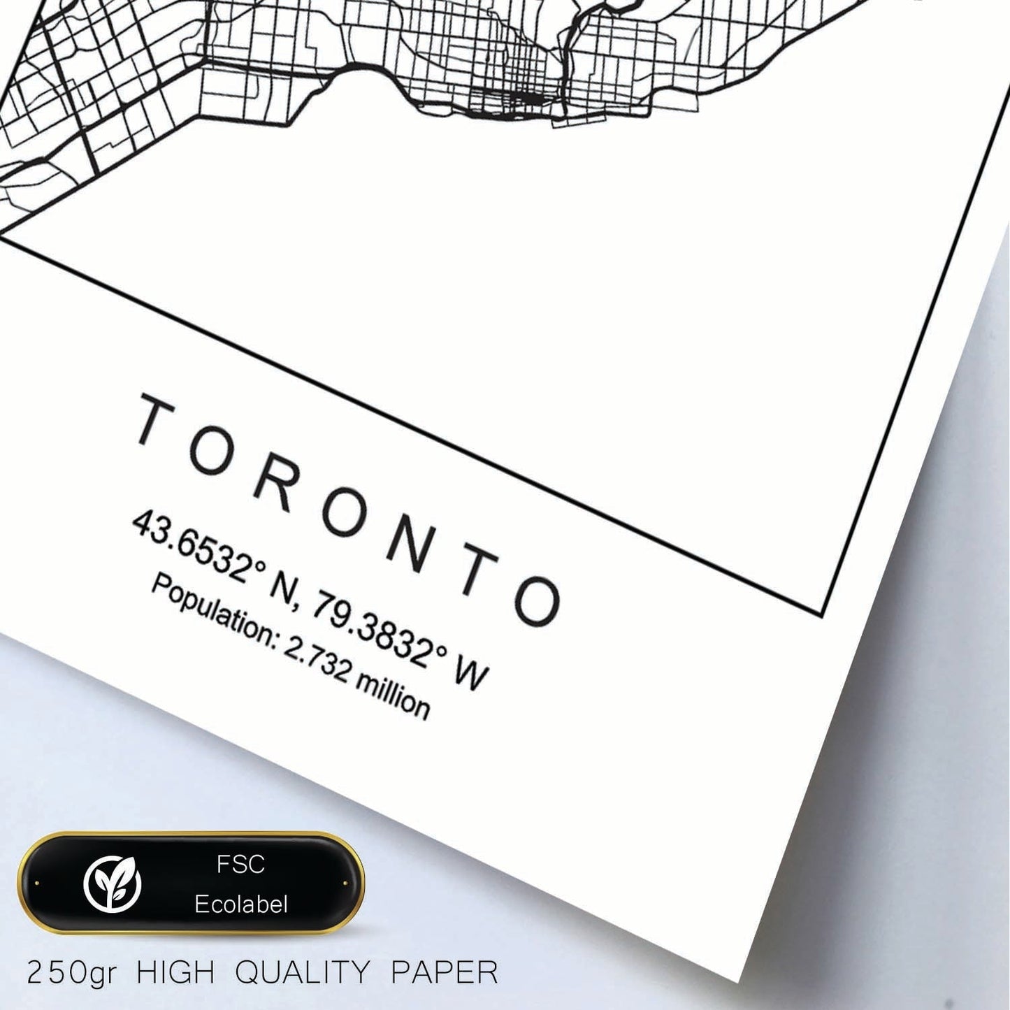 Lámina Mapa de la Ciudad Toronto Estilo nordico en Blanco y negro.-Artwork-Nacnic-Nacnic Estudio SL