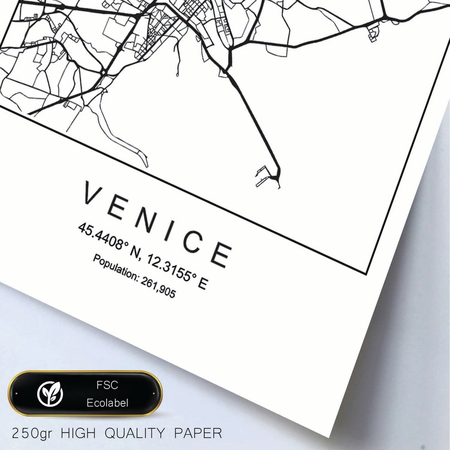 Lámina Mapa de la Ciudad Venice Estilo nordico en Blanco y negro.-Artwork-Nacnic-Nacnic Estudio SL