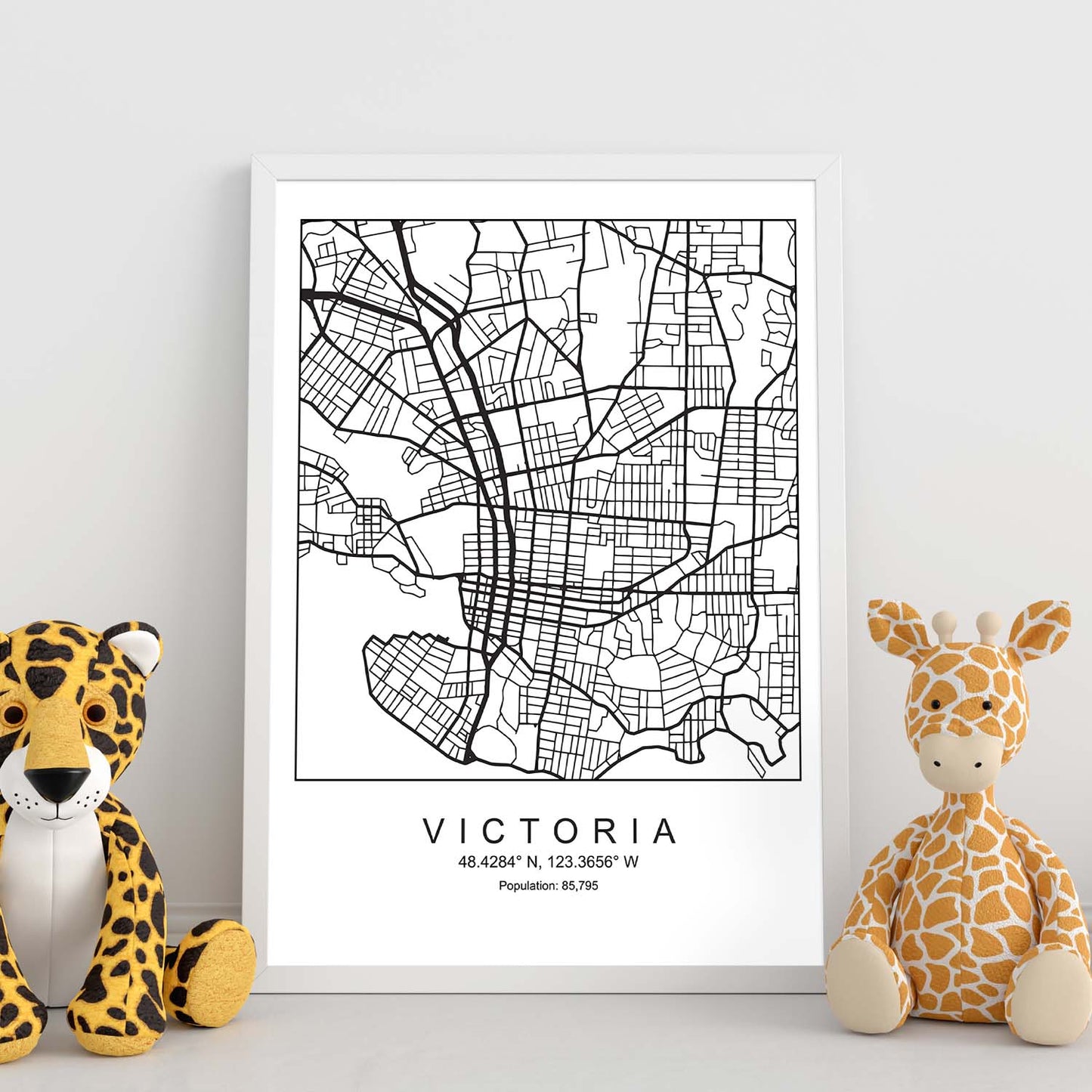 Lámina Mapa de la Ciudad Victoria Estilo nordico en Blanco y negro.-Artwork-Nacnic-Nacnic Estudio SL