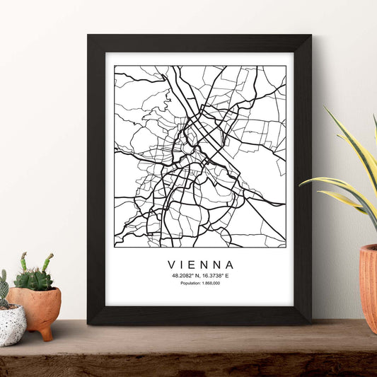 Lámina mapa de la ciudad Vienna estilo nordico en blanco y negro.-Artwork-Nacnic-Nacnic Estudio SL