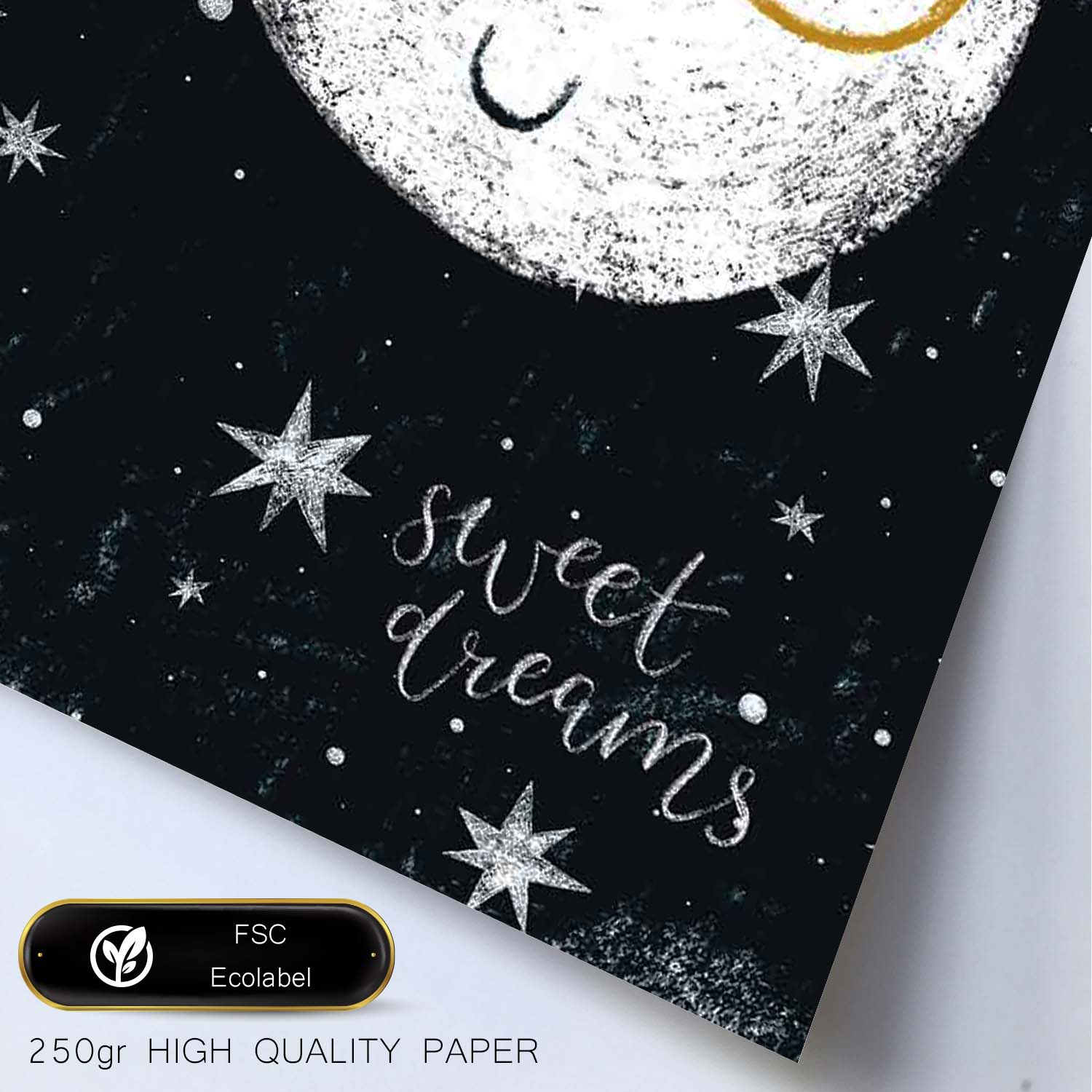 Lámina Mercurio Estilo nordico blanco y negro. Composiciones planetarias infantiles.-Artwork-Nacnic-Nacnic Estudio SL