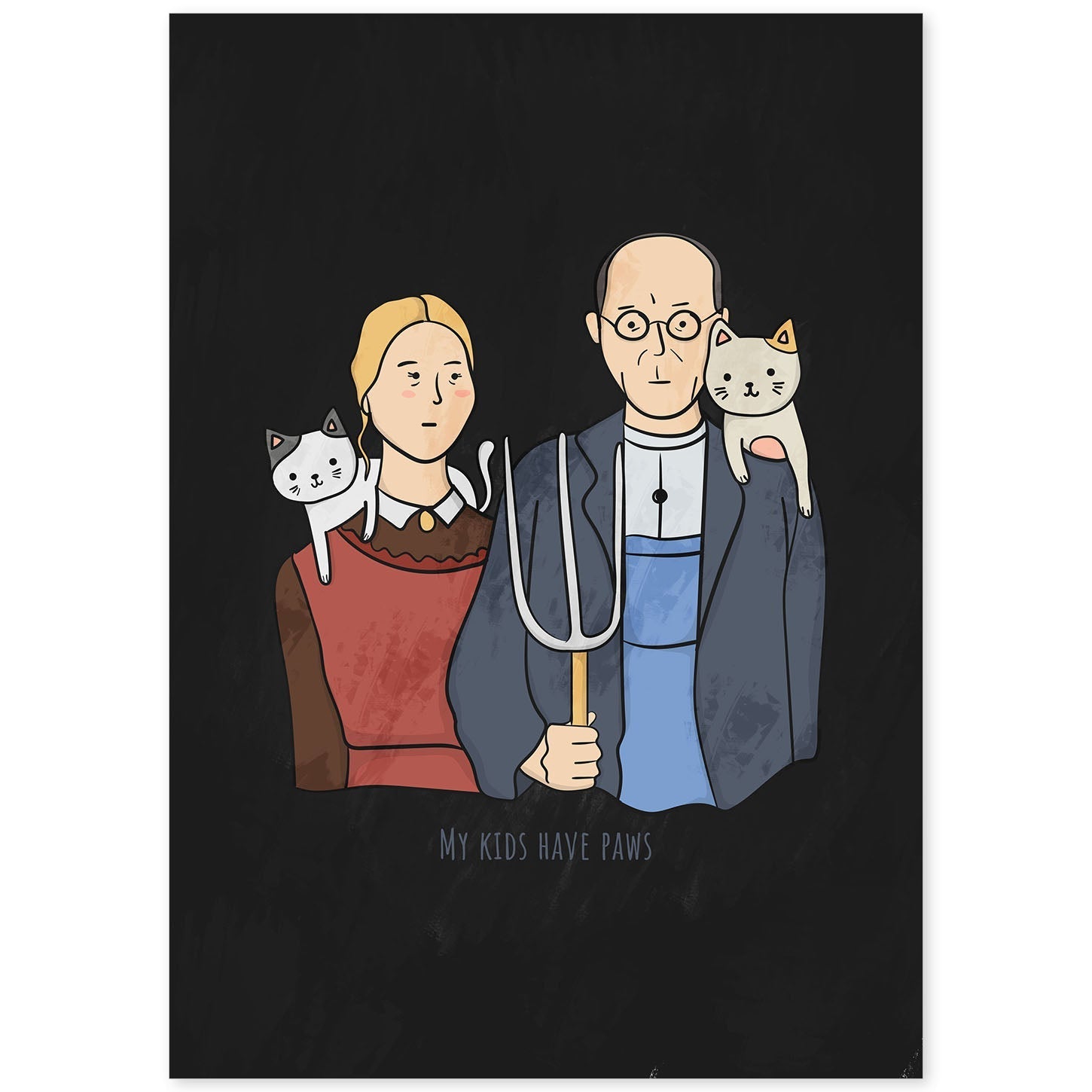 Lámina Mis hijos tienen zarpas. Pósters de gatos con divertidas referencias al mundo del arte.-Artwork-Nacnic-A4-Sin marco-Nacnic Estudio SL