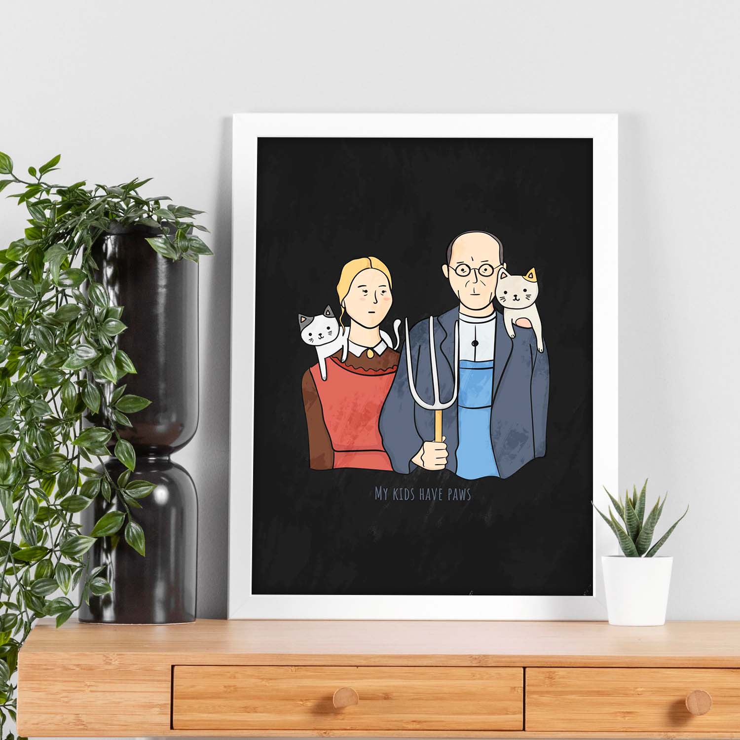 Lámina Mis hijos tienen zarpas. Pósters de gatos con divertidas referencias al mundo del arte.-Artwork-Nacnic-Nacnic Estudio SL