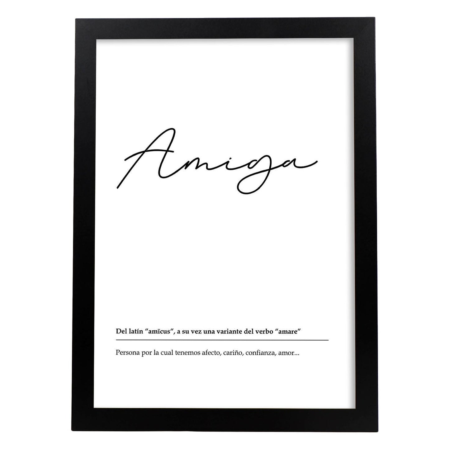 Lámina Palabra Amiga Lámina nordicas blanco y negro.-Artwork-Nacnic-A3-Marco Negro-Nacnic Estudio SL