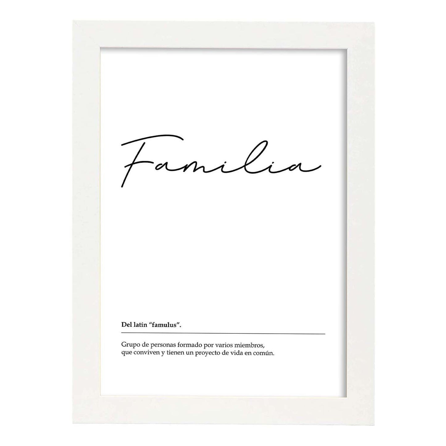 Lámina Palabra Familia Lámina nordicas blanco y negro.-Artwork-Nacnic-A3-Marco Blanco-Nacnic Estudio SL