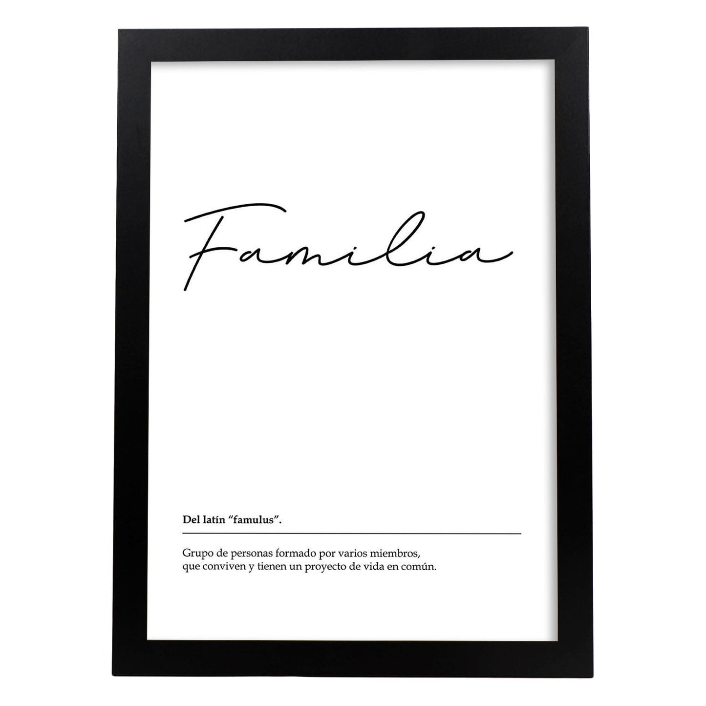 Lámina Palabra Familia Lámina nordicas blanco y negro.-Artwork-Nacnic-A3-Marco Negro-Nacnic Estudio SL