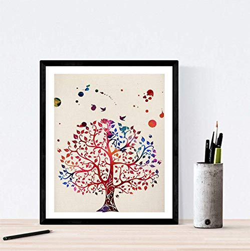 Lámina para enmarcar Arbol Laminas Decorativas para Pared. Laminas Estilo Acuarela. Laminas para enmarcar con imágenes de la Naturaleza. Regalo Creativo para tu Amiga.-Artwork-Nacnic-Nacnic Estudio SL