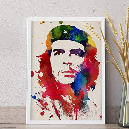 Lámina para enmarcar CHE GUEVARA Poster con imagen estilo acuarela del mítico revolucionario. Impresa en y-Artwork-Nacnic-Nacnic Estudio SL