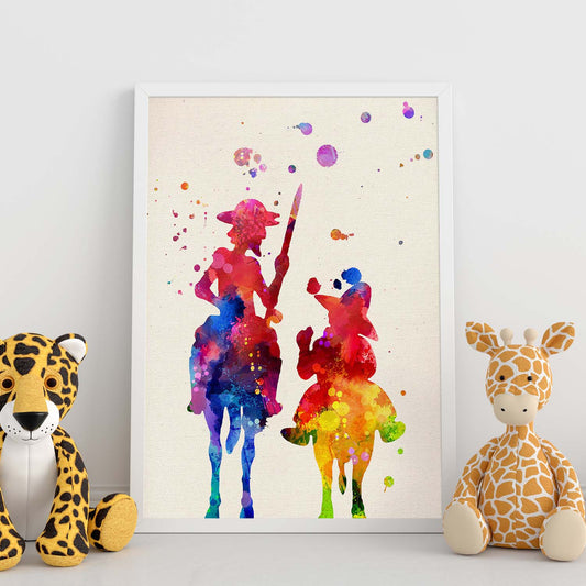 Lámina para enmarcar "Don Quijote". Nacnic. Láminas a estilo acuarela. alta calidad.-Artwork-Nacnic-A4-Sin marco-Nacnic Estudio SL