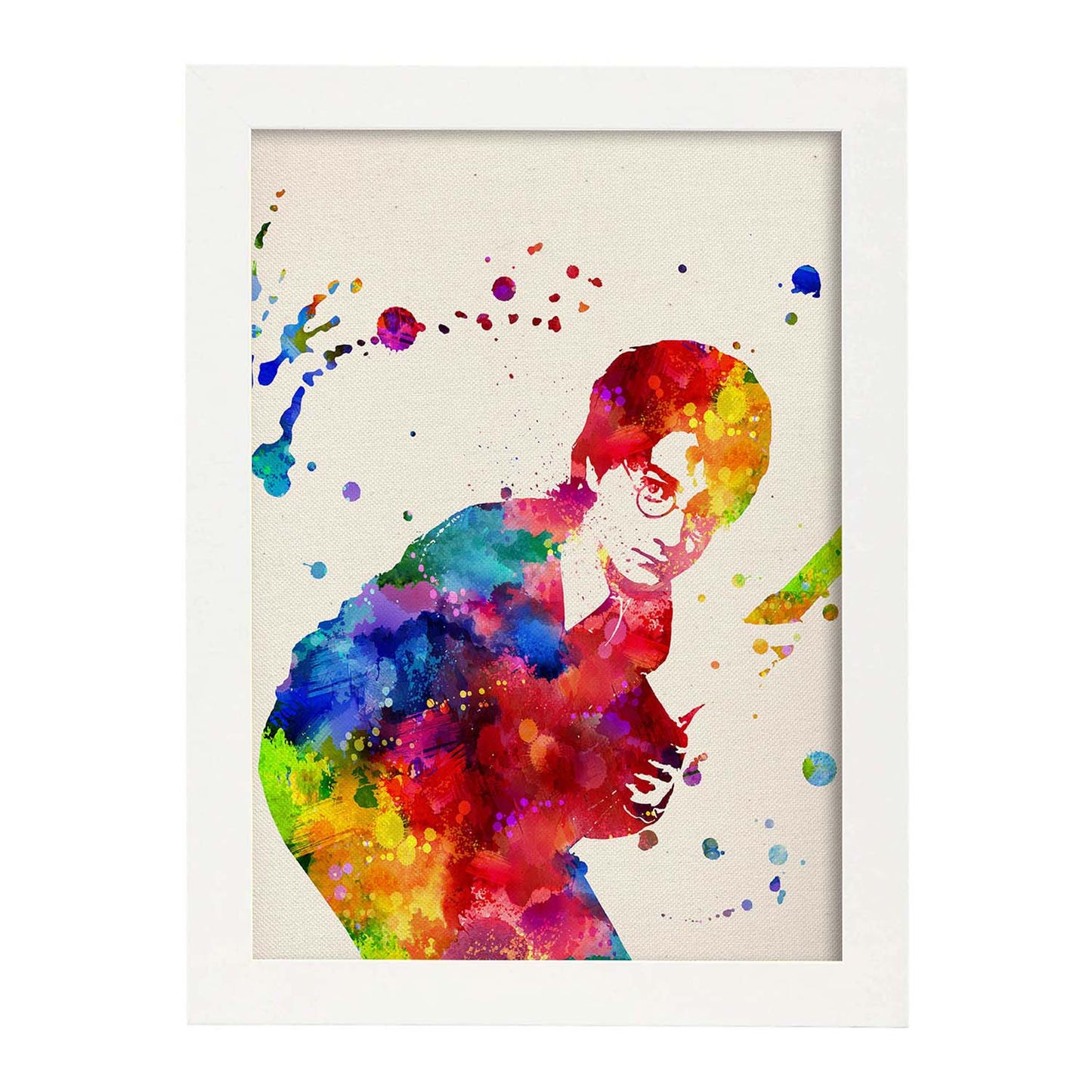 Lámina para enmarcar "Harry Potter". Poster estilo acuarela. Lamina con imágenes de la película "Harry Potter". Papel 250 gr.-Artwork-Nacnic-A3-Marco Blanco-Nacnic Estudio SL