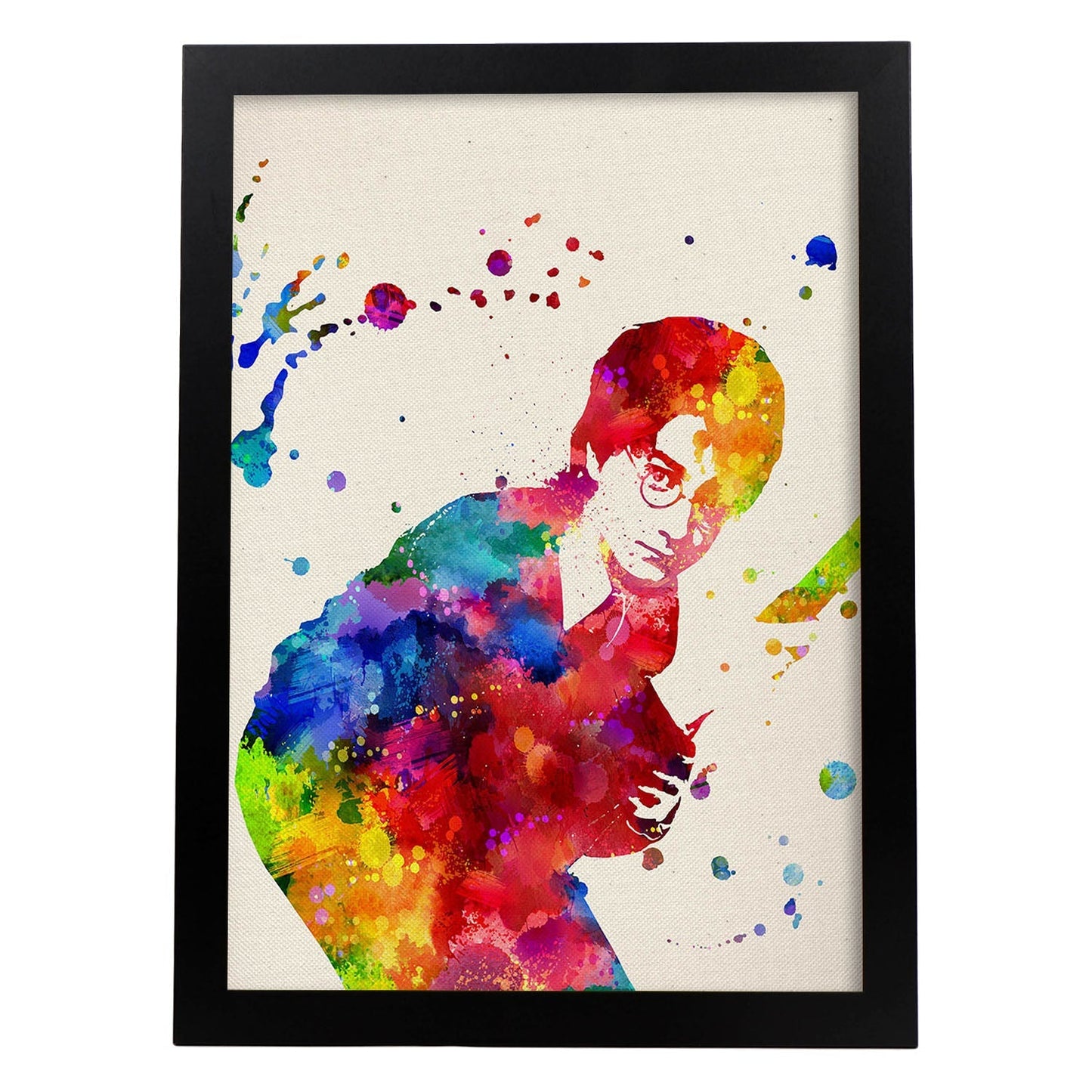 Lámina para enmarcar "Harry Potter". Poster estilo acuarela. Lamina con imágenes de la película "Harry Potter". Papel 250 gr.-Artwork-Nacnic-A4-Marco Negro-Nacnic Estudio SL