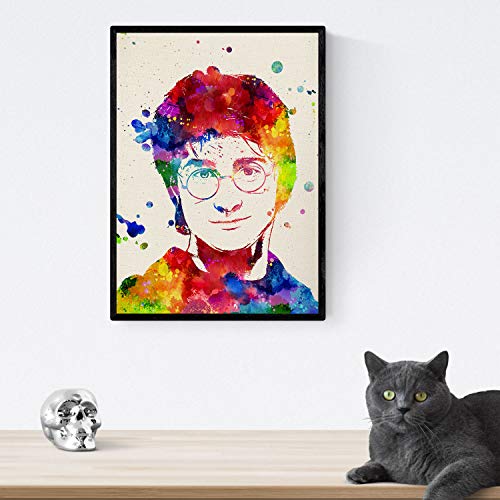 Lámina para enmarcar "Harry Potter". Poster estilo acuarela. Lamina con imágenes de la película "Harry Potter". Papel 250 gr.-Artwork-Nacnic-Nacnic Estudio SL