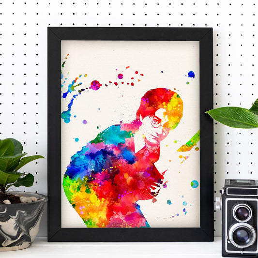 Lámina para enmarcar "Harry Potter". Poster estilo acuarela. Lamina con imágenes de la película "Harry Potter". Papel 250 gr.-Artwork-Nacnic-Nacnic Estudio SL