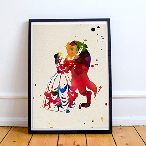 Lámina para enmarcar "La bella y la bestia". Nacnic. Tamaño 24x30. Posters de películas infantiles a estilo acuarela-Artwork-Nacnic-Nacnic Estudio SL