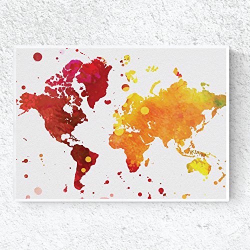 Lámina para enmarcar MAPAMUNDI con Colores Rojos y Amarillos.-Artwork-Nacnic-Nacnic Estudio SL