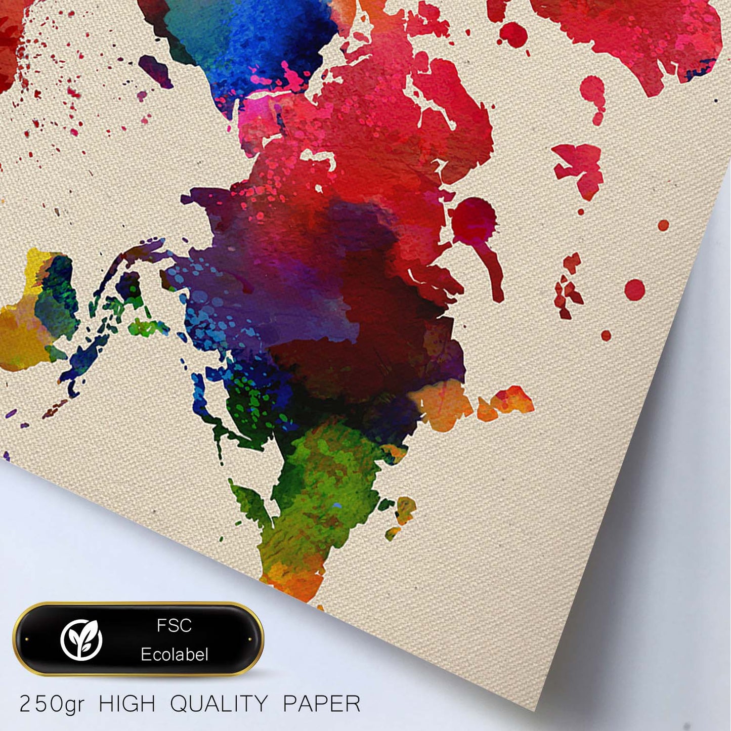 Lámina para enmarcar MAPAMUNDI. MAPA DEL MUNDO. Poster con imágenes del mundo de estilo acuarela. Lámina mapas. Decoración de hogar. Láminas tamaño 30x40 para enmarcar. alta calidad-Artwork-Nacnic-Nacnic Estudio SL