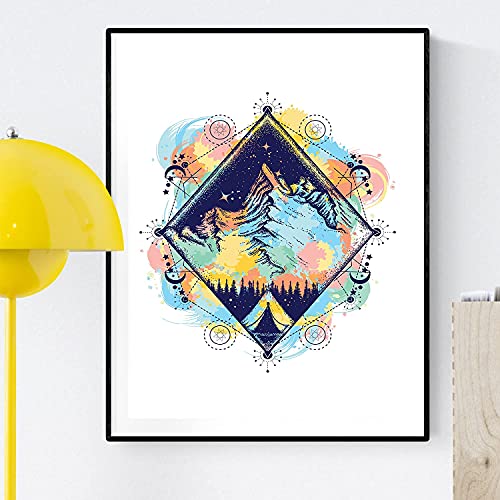 Lámina para enmarcar "MONTAÑA". Imagen de montaña a todo color con los elementos y universo. Poster estilo nórdico.-Artwork-Nacnic-Nacnic Estudio SL