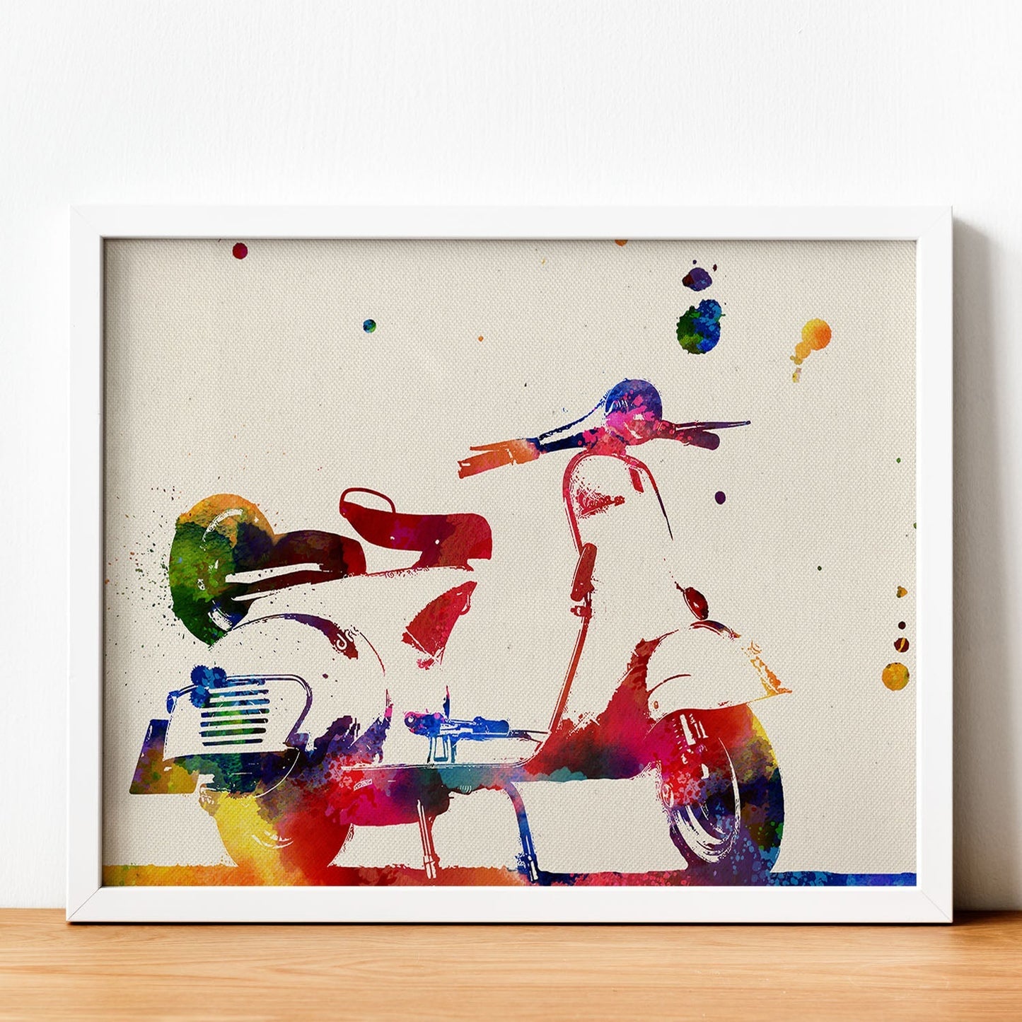 Lámina para enmarcar VESPA Estilo Acuarela Regalos creativos de motos. Laminas para enmarcar con imágenes a Estilo Acuarela. Regalo inolvidable para una Amiga. (Vespa)-Artwork-Nacnic-Nacnic Estudio SL