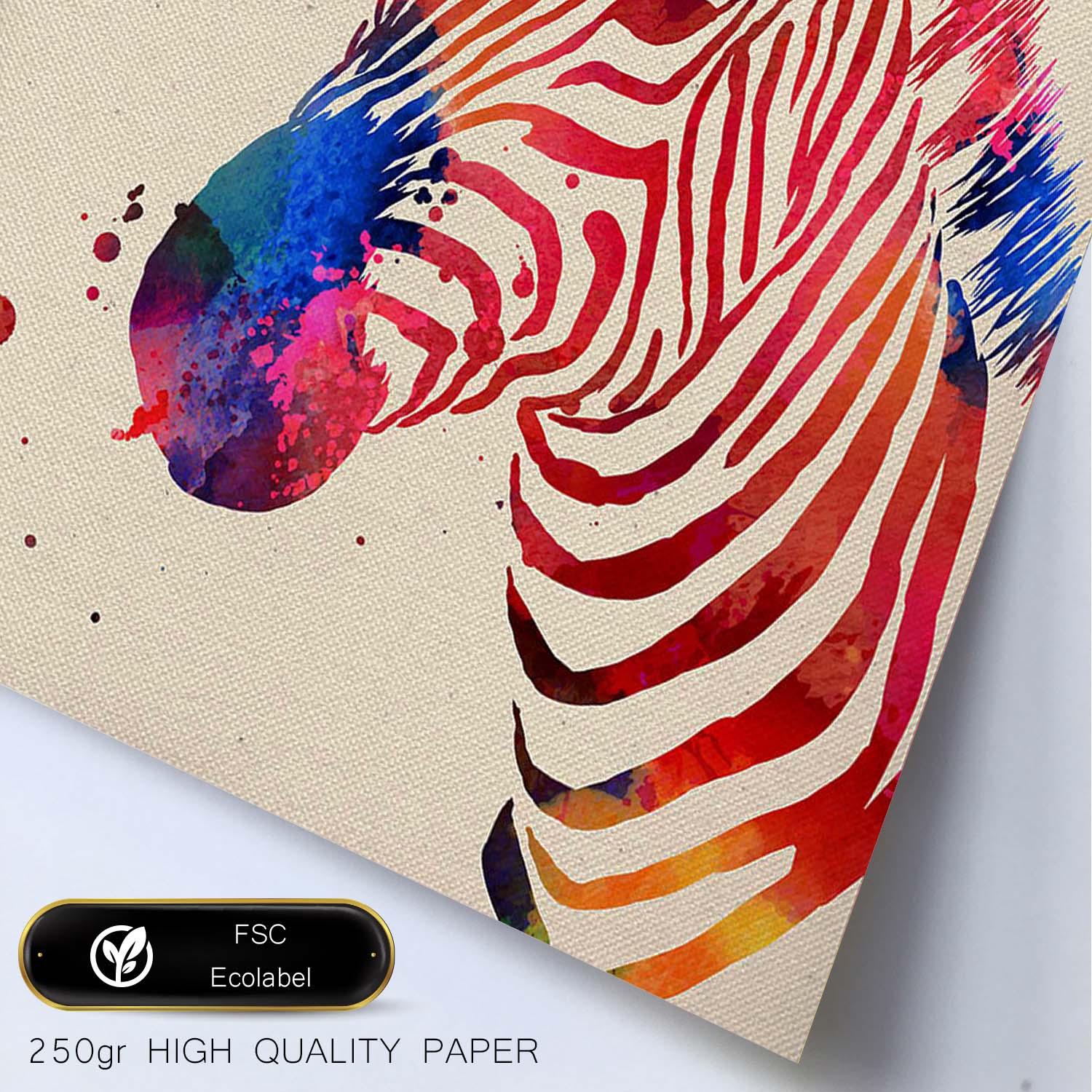 Lámina para enmarcar Zebra Regalos creativos de Animales. Laminas para enmarcar con imágenes de Animales. Regalo inolvidable para una Amiga.-Artwork-Nacnic-Nacnic Estudio SL