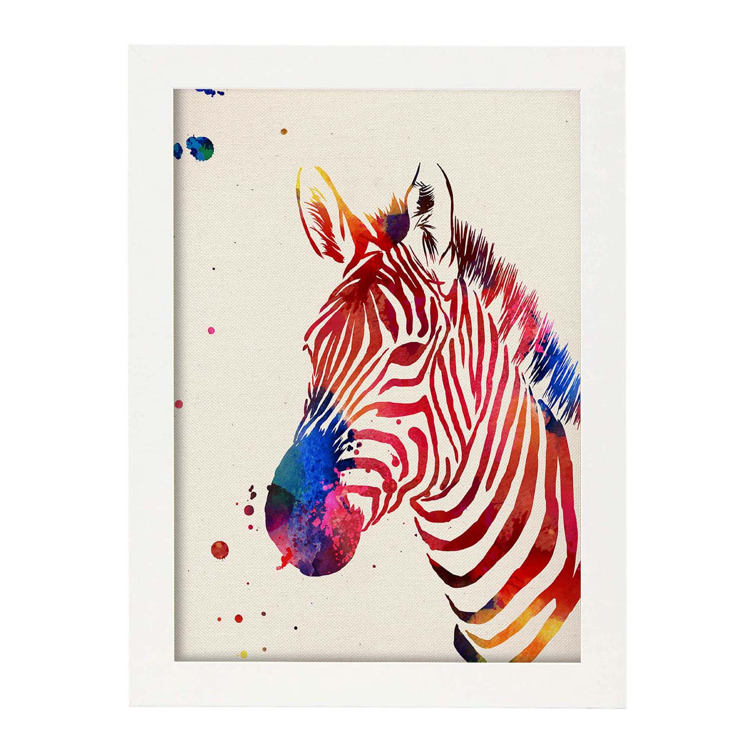 Lámina para enmarcar Zebra Regalos creativos de Animales. Laminas para enmarcar con imágenes de Animales. Regalo inolvidable para una Amiga.-Artwork-Nacnic-A3-Marco Blanco-Nacnic Estudio SL