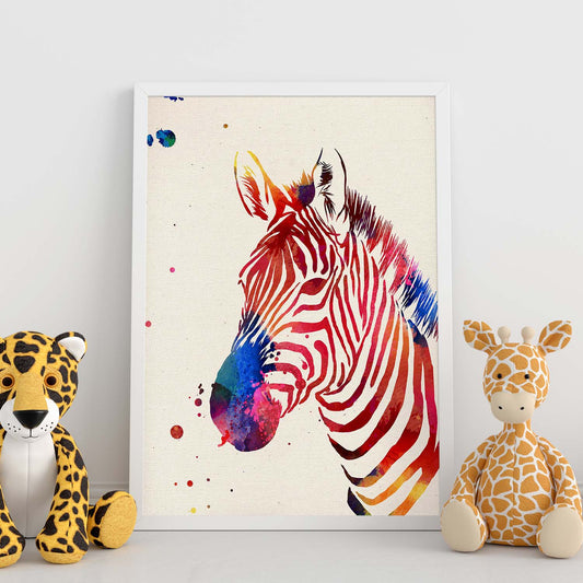 Lámina para enmarcar Zebra Regalos creativos de Animales. Laminas para enmarcar con imágenes de Animales. Regalo inolvidable para una Amiga.-Artwork-Nacnic-Nacnic Estudio SL