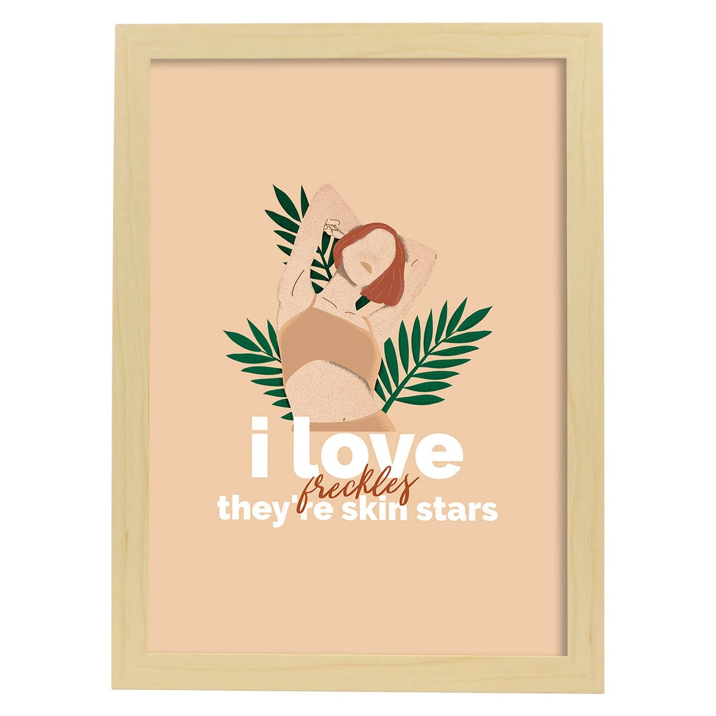Lámina Pecas. Pósters con ilustraciones sobre el amor propio y la aceptación.-Artwork-Nacnic-A3-Marco Madera clara-Nacnic Estudio SL
