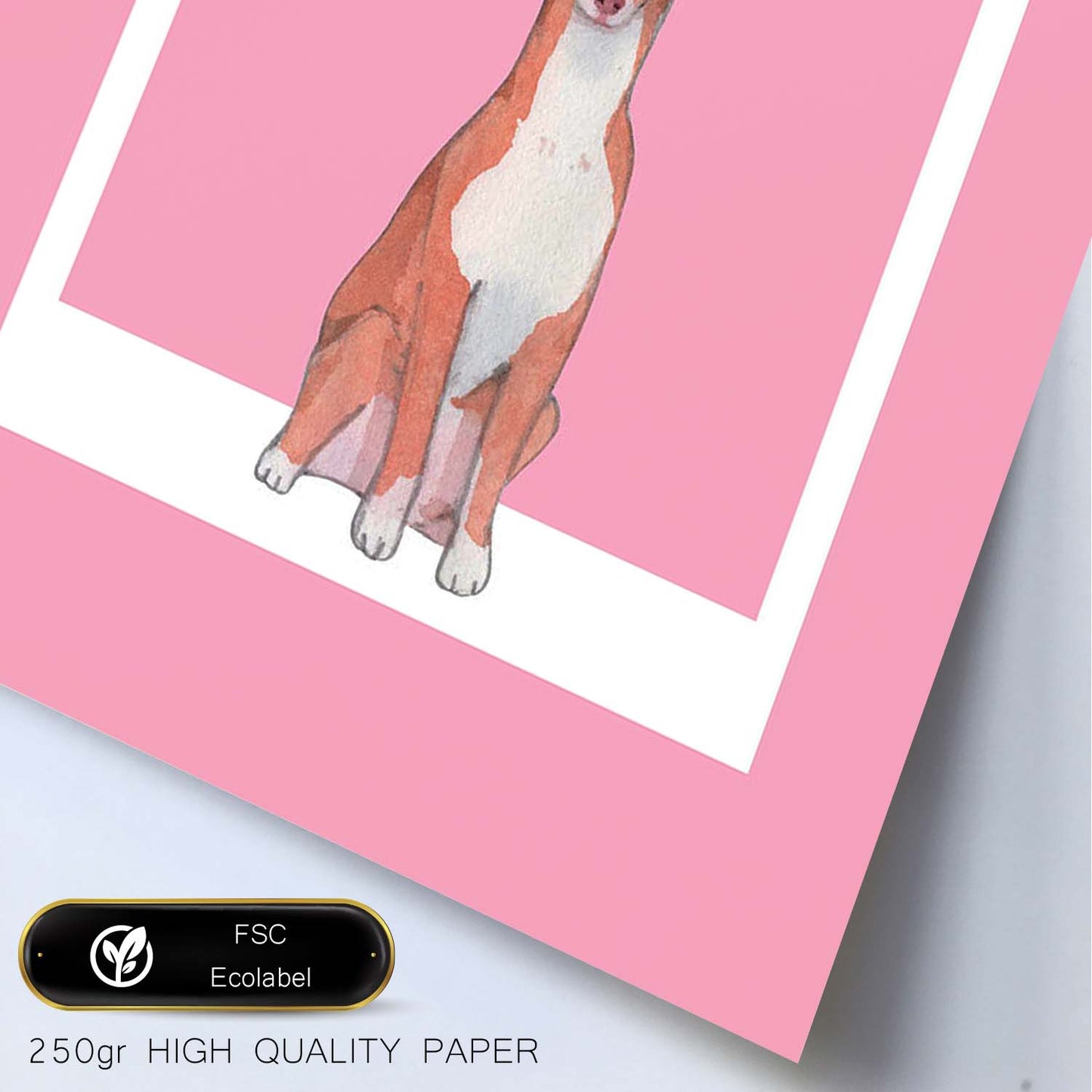 Lámina Podenco ibicenco. Pósters con ilustraciones de razas de perro en tonos cálidos y pastel.-Artwork-Nacnic-Nacnic Estudio SL