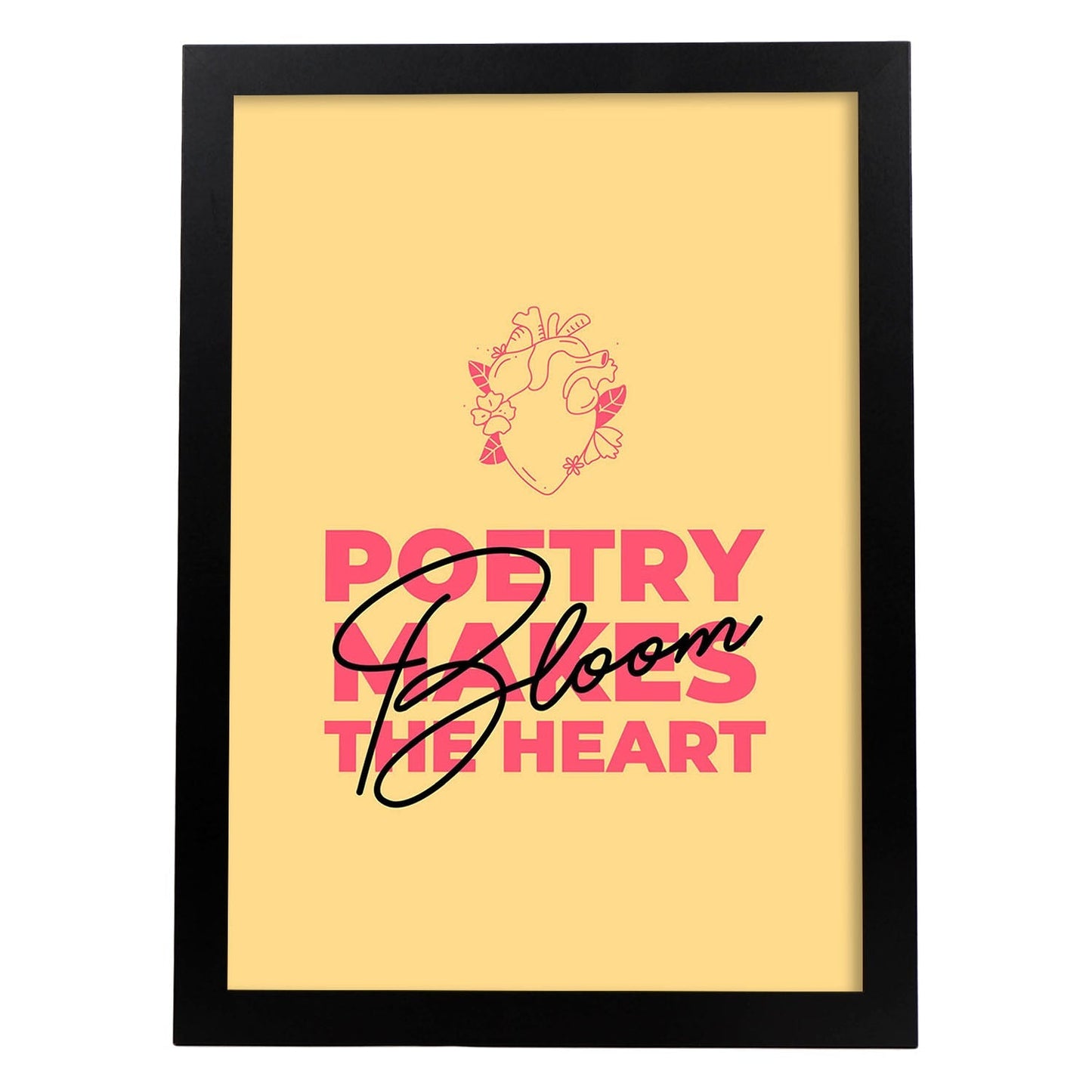 Lámina Poesía y corazón. Pósters con mensajes positivos sobre el amor propio.-Artwork-Nacnic-A3-Marco Negro-Nacnic Estudio SL