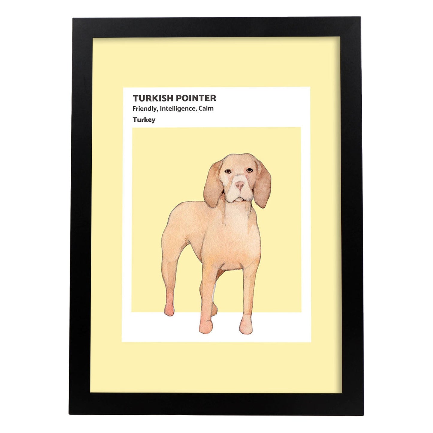Lámina Pointer turco. Pósters con ilustraciones de razas de perro en tonos cálidos y pastel.-Artwork-Nacnic-A3-Marco Negro-Nacnic Estudio SL