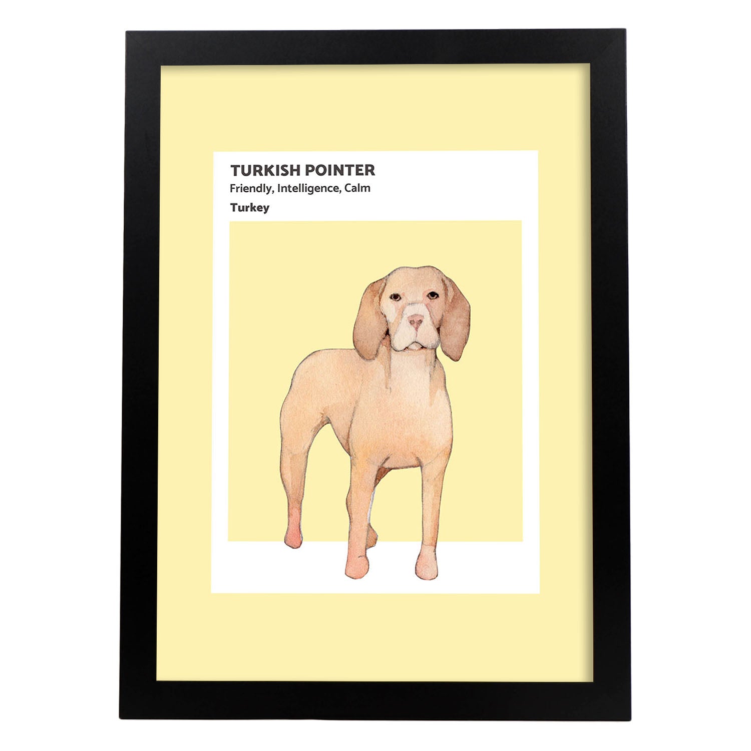 Lámina Pointer turco. Pósters con ilustraciones de razas de perro en tonos cálidos y pastel.-Artwork-Nacnic-A3-Marco Negro-Nacnic Estudio SL