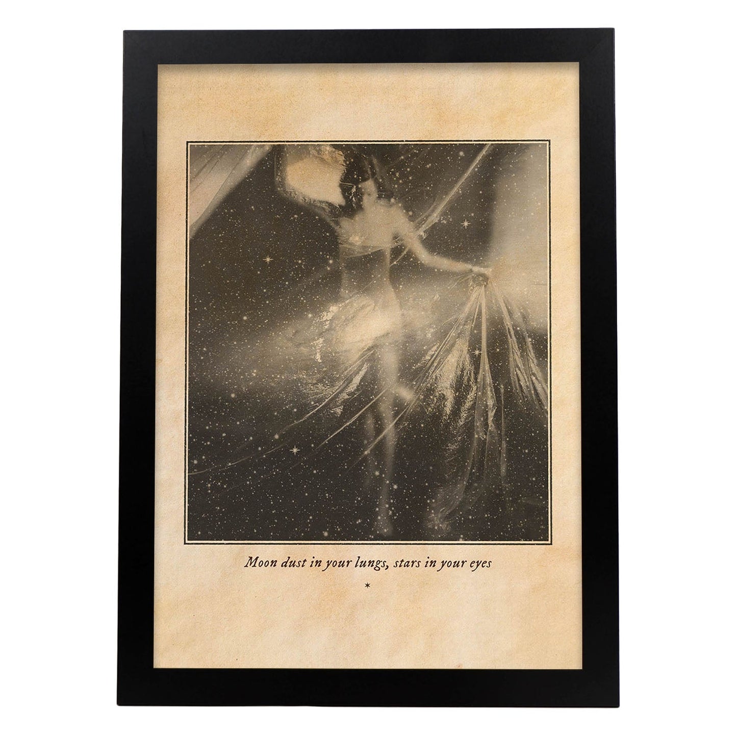 Lámina Polvo lunar. Pósters con ilustraciones de mujeres místicas y espiritualidad en estilo vintage.-Artwork-Nacnic-A3-Marco Negro-Nacnic Estudio SL